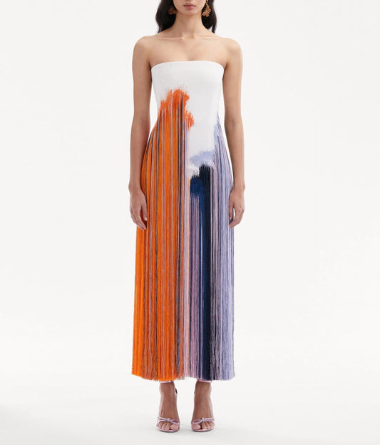 Colorblock Stylish Tassels Dress